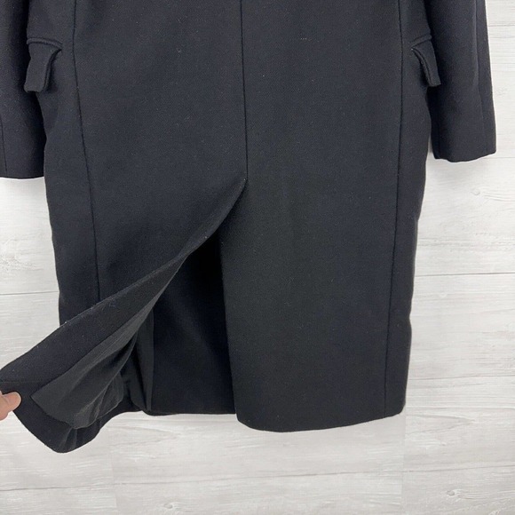 All Saints Oren Rib Wool Coat Women XS Black Long Sleeves Overcoat Italian Cloth - Picture 11 of 16